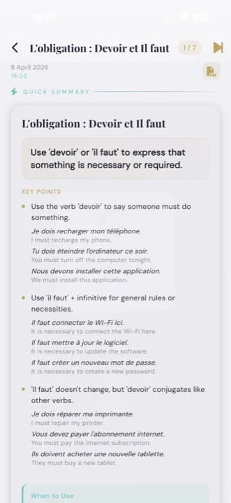 Gablio Grammar Lesson screen